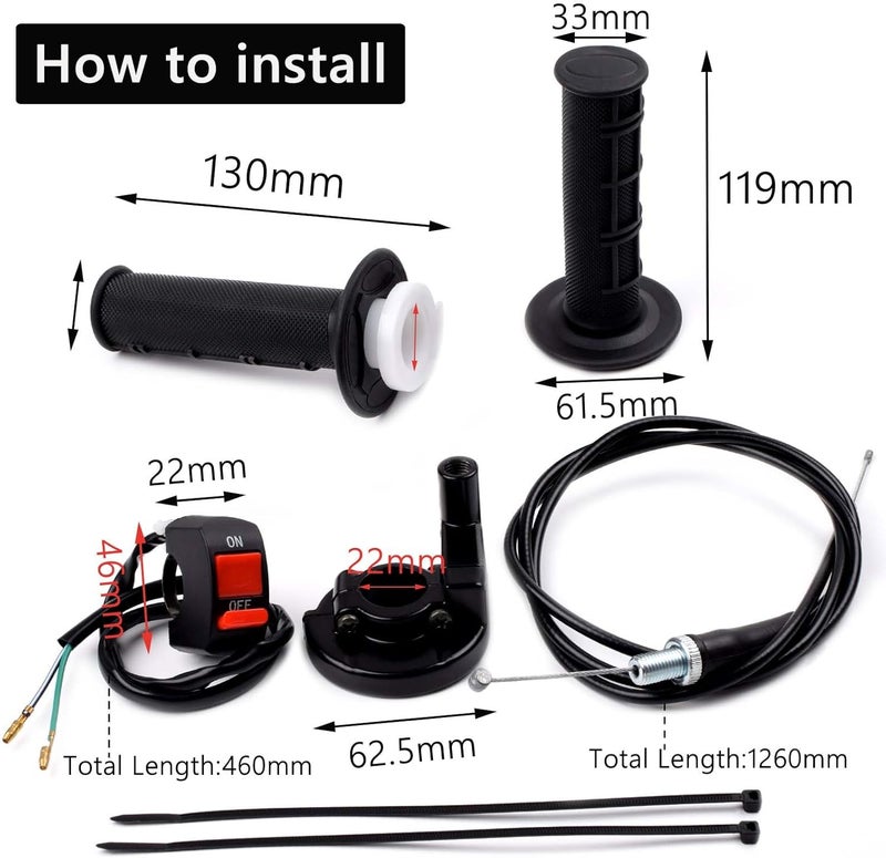 Riyitauto 7/8 22mm Twist Throttle Accelerator Soft Rubber Handle Grips,mini Bike Throttle Assembly for 50cc 90cc 110cc 125cc Mini/Pit/Dirt/ATV Quad Pocket Bike (Black) - Image 5